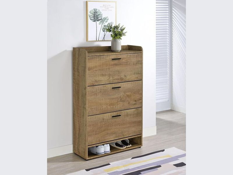 Entryway Wood Shoe Storage Cabinet 3 Tier Flip Drawer 5 Inch image number 1