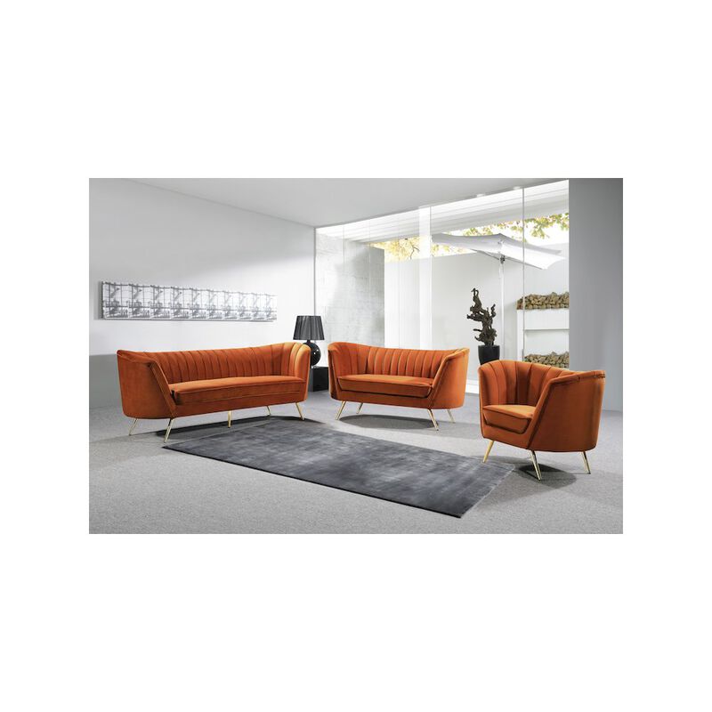 Meridian Furniture Margo Cognac Velvet Loveseat