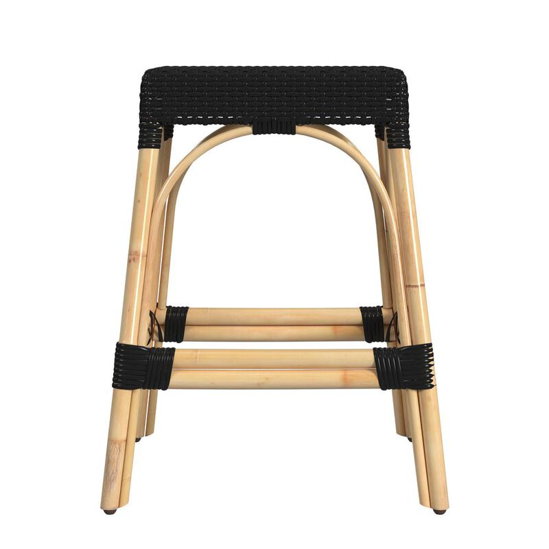 Butler Specialty Robias Rectangular Rattan 24.5 Counter Stool, Black