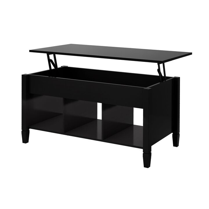 Modern Design Lift Top Coffee Table Black Spacious Storage Sturdy Construction Elegant Finish