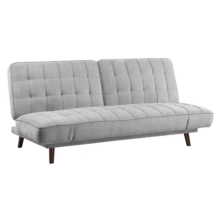Elegant Three-in-One Lounger Sofa Sleeper Silver-Gray Chenille Fabric Upholstered Attached Cushions Adjustable Arms Casual Living Room Furniture