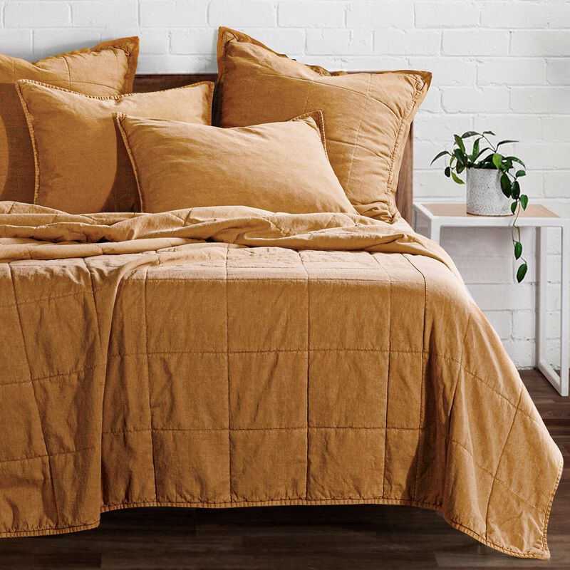Stonewashed Terracotta Cotton Canvas Full/Queen Coverlet Set image number 1