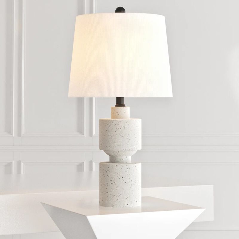 24.5" Modern Farmhouse Resin Table Lamp, 3-Way Dimmable, Hand-Painted Ivory Finish image number 2