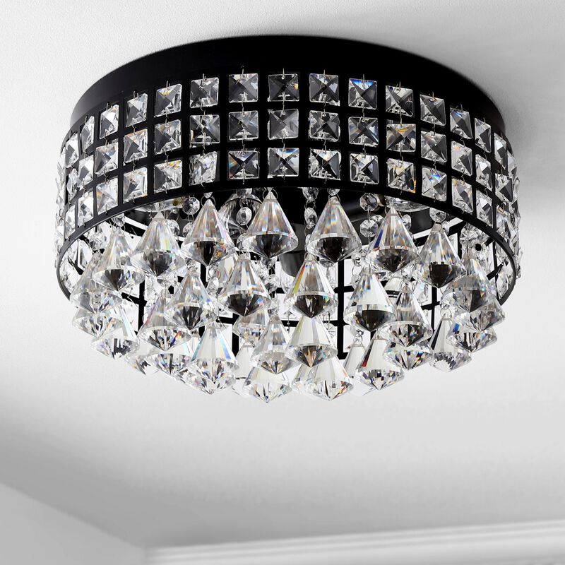 Meredith 3-Light Crystal Drops/Metal LED Flush Mount