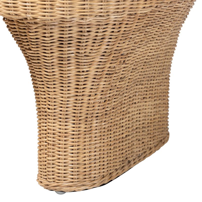 bali & pari Canika Natural Rattan Coffee Table - Handwoven Wicker Accent Table with Checkered Tabletop and Waterfall Base for Living Room or Sunroom image number 3