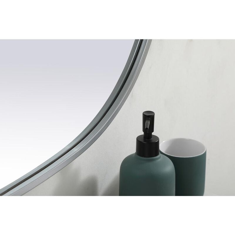 Elegant Decor Metal Frame Oval Mirror 30x40 Inch in Silver