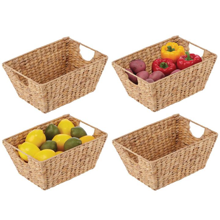 mDesign Woven Hyacinth Nesting Kitchen Storage Basket Bins, 4 Pack - Natural