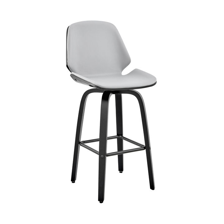 Arabela 26" Faux Leather and Wood Swivel Bar Stool