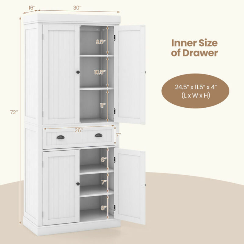 Cupboard Freestanding Kitchen Cabinet with Adjustable Shelves