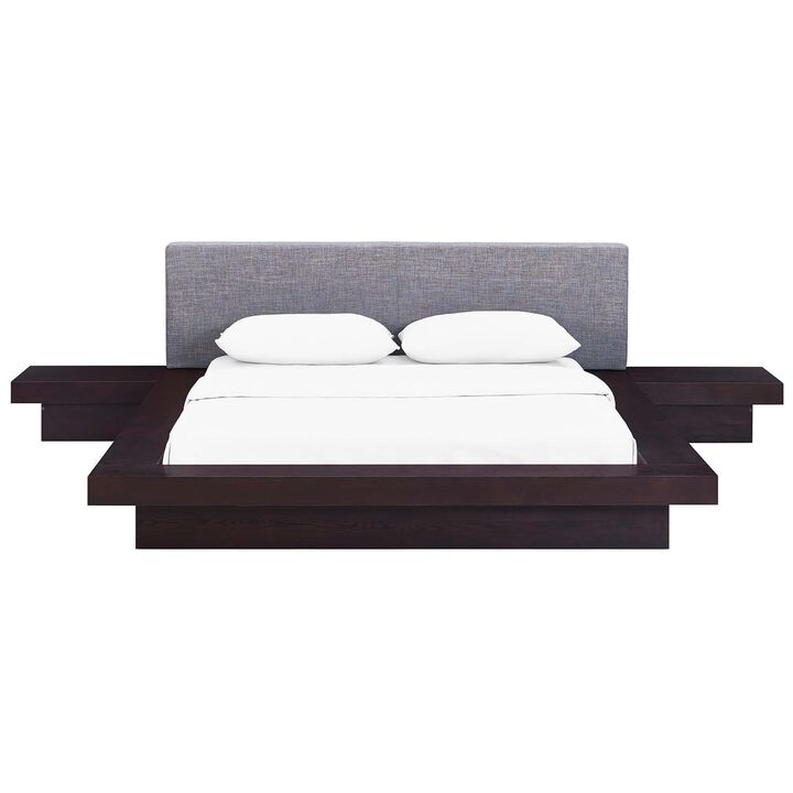 Modway - Freja 3 Piece Queen Fabric Bedroom Set