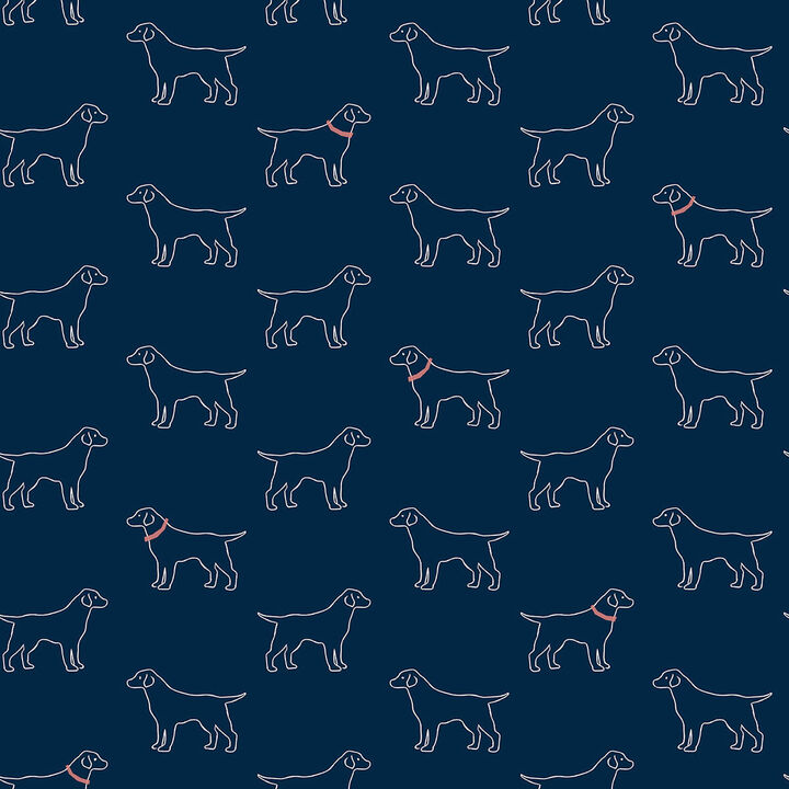 Yoop Dark Blue Dog Wallpaper (Set of 2)
