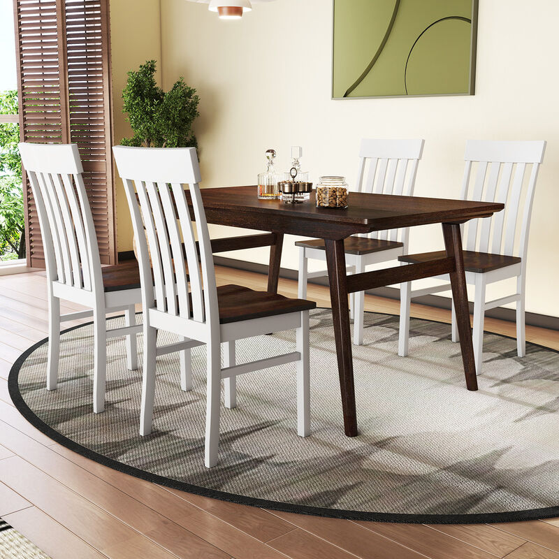 Kitchen Dining Chairs Set of 2, Armless Chairs with Slatted High Backrests image number 1
