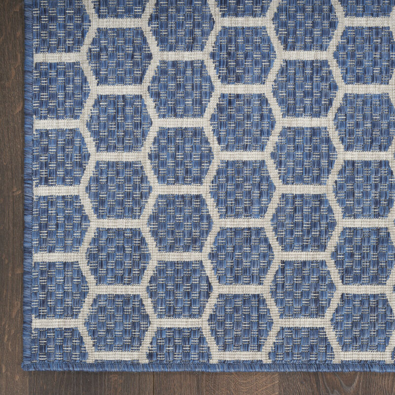 HomeRoots 9' X 12' Blue And Beige Geometric Indoor Outdoor Area Rug image number 5