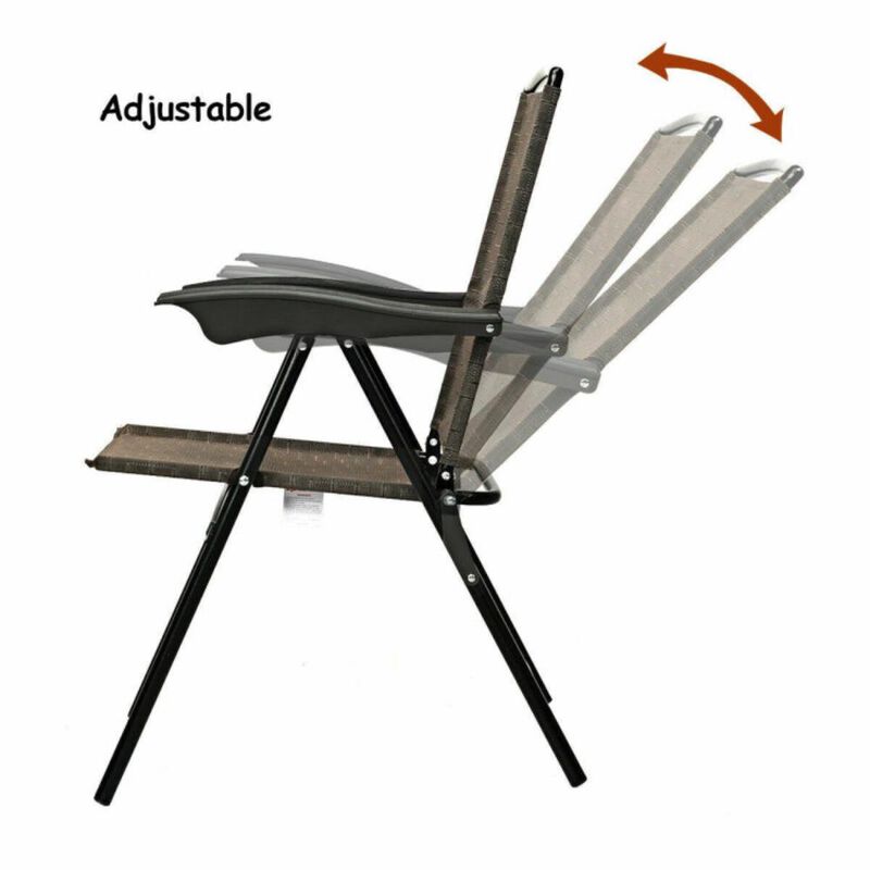 Hivvago Folding Sling Chairs with Smooth Armrests and Adjustable Back for Patio