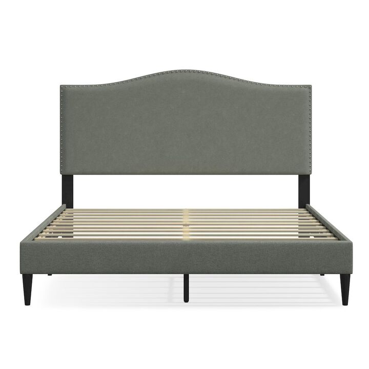 Rize Home Leighford Queen Platform Bed Stone (Light)