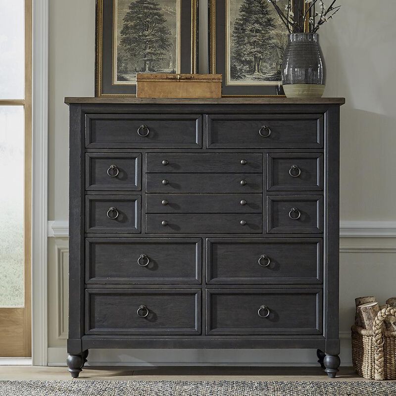 Liberty Furniture 12 Drawer Chesser - Black Traditional Multi in Dusty Taupe image number 1