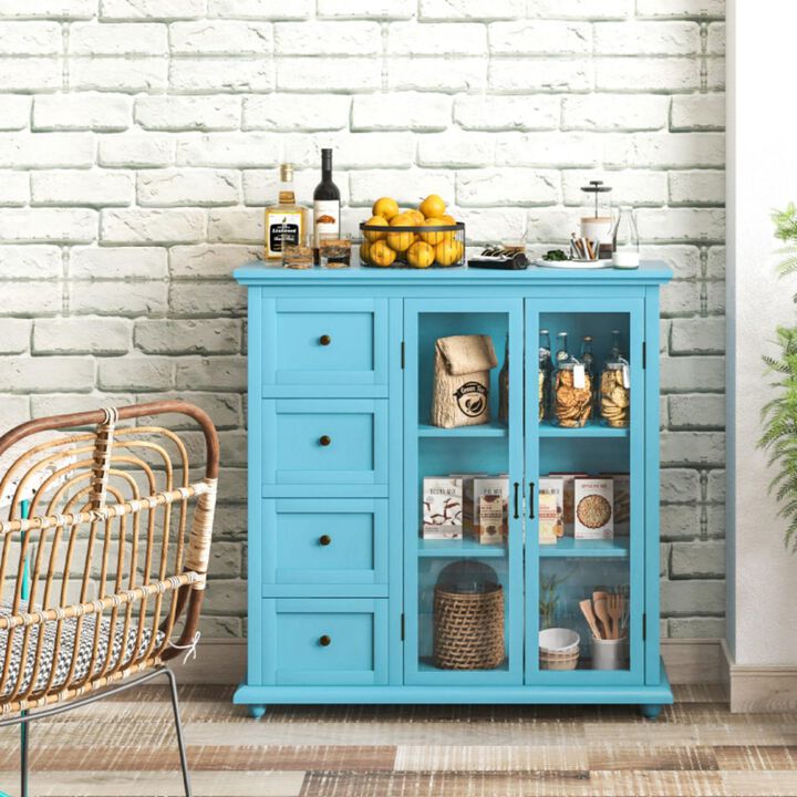 Hivvago Buffet Sideboard Table Kitchen Storage Cabinet with Drawers and Doors