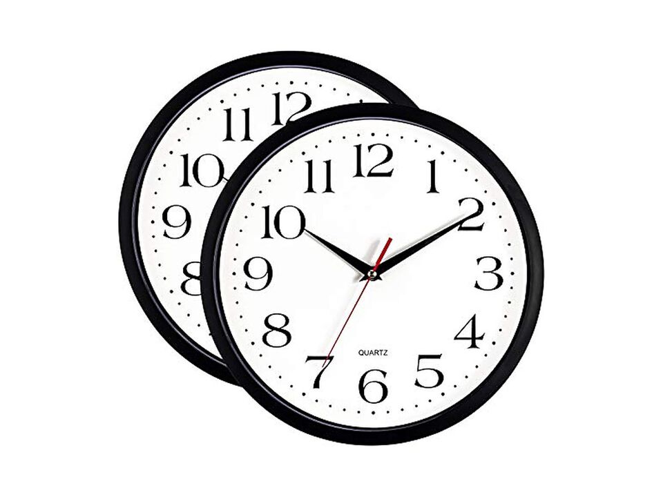 Black Pack Business Wall Clock 12 Inch Silent Non Ticking Easy Read