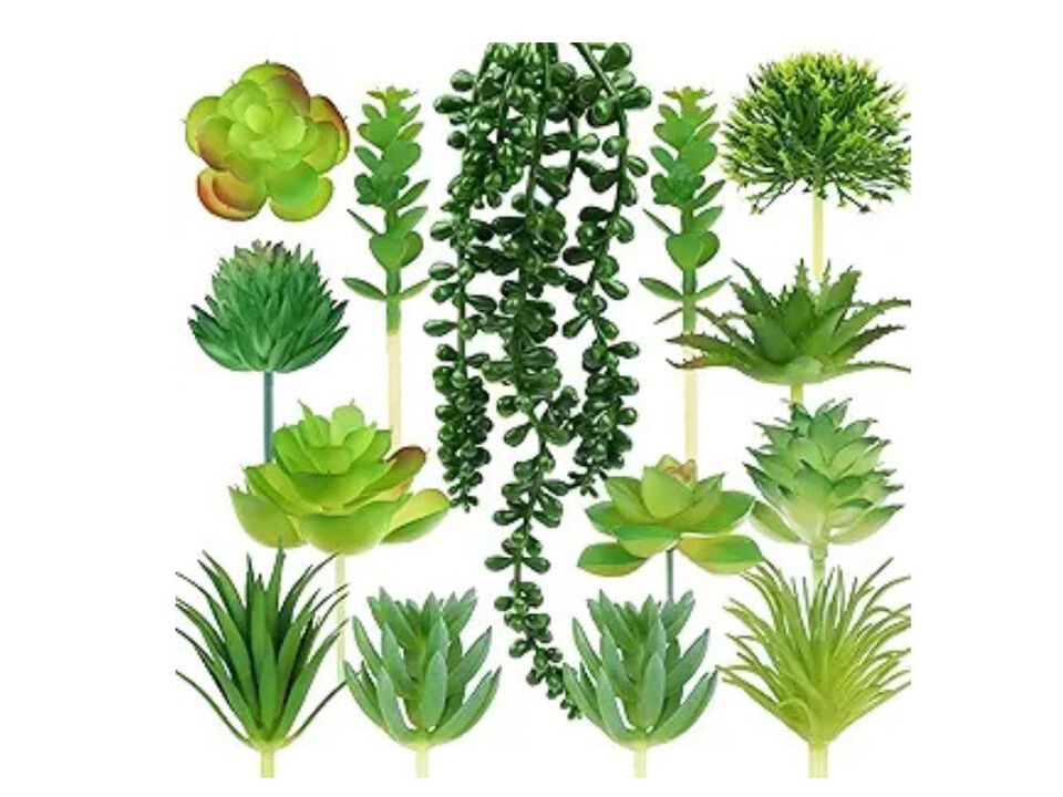 14 Piece Green Artificial Succulent Plants Garden Porch Decor