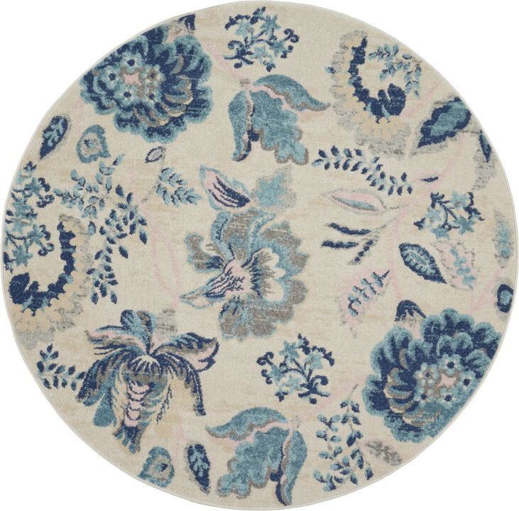 HomeRoots Floral Round Rug