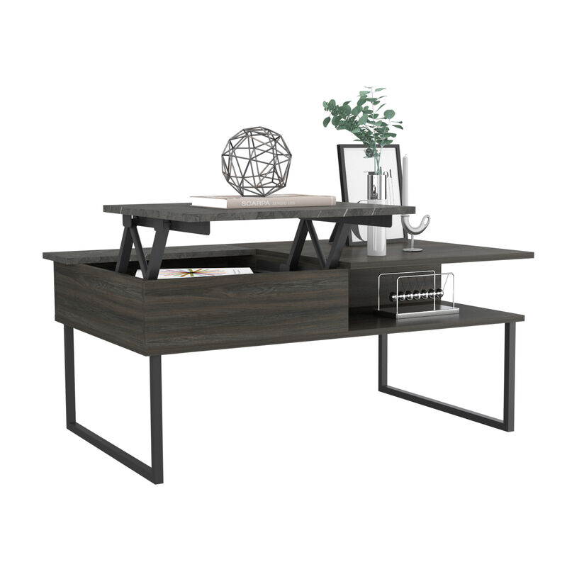 DEPOT E-SHOP Atlanta Lift Top Coffee Table, One Shelf, Carbon Espresso / Onyx