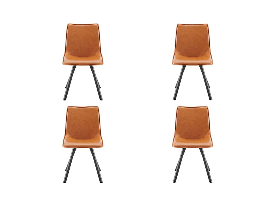 Modern PU Leather Dining Chair with Metal Legs,Set of 4