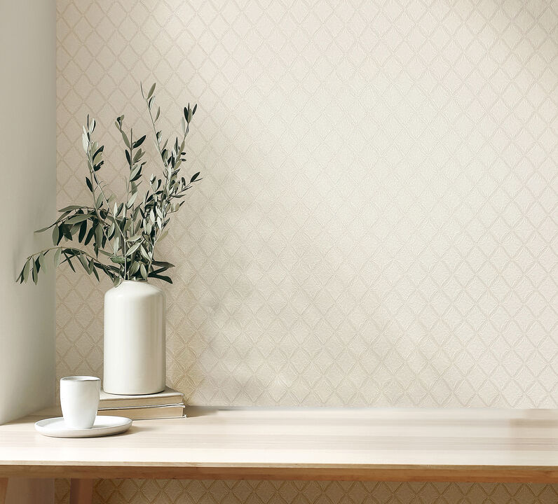 Santina Eggshell Trellis Wallpaper (Set of 2)