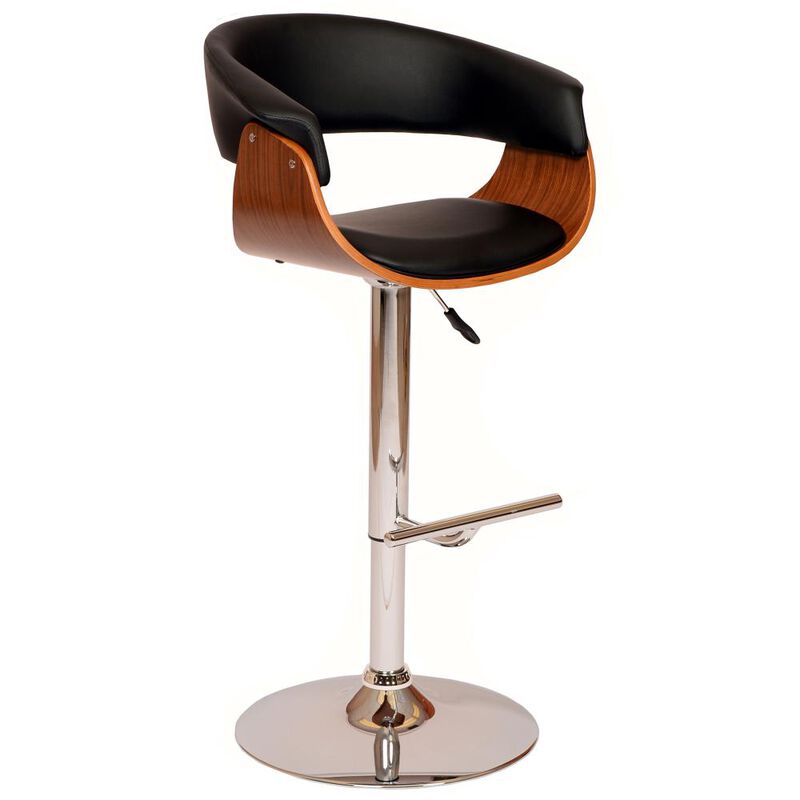 Hivvago 24 Inch Black And Brown Faux Leather And Solid Wood Swivel Low Back Adjustable Height Bar Chair