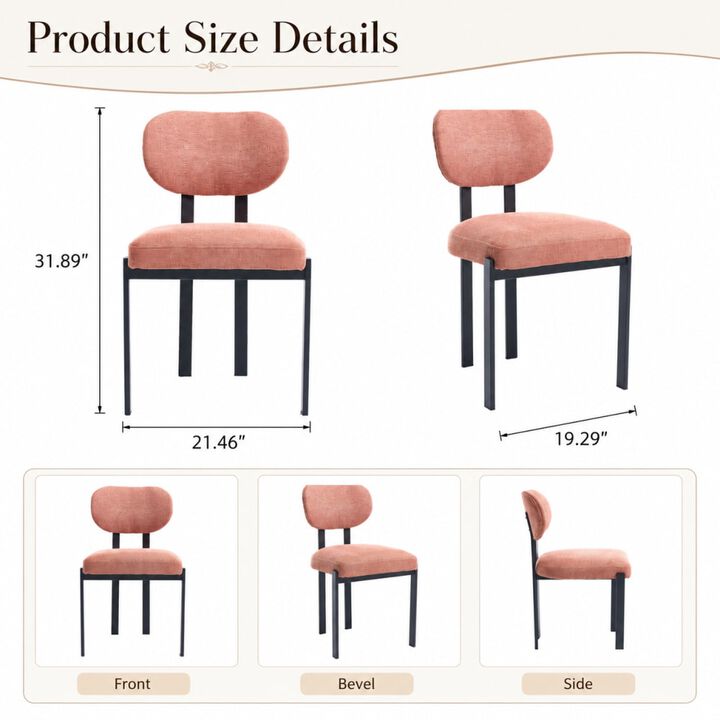 GOODSILO Mid-Century Upholstered Dining Chairs Set of 2, Ergonomic Curved Backrest Seating for Kitchen and Dining Room Spaces