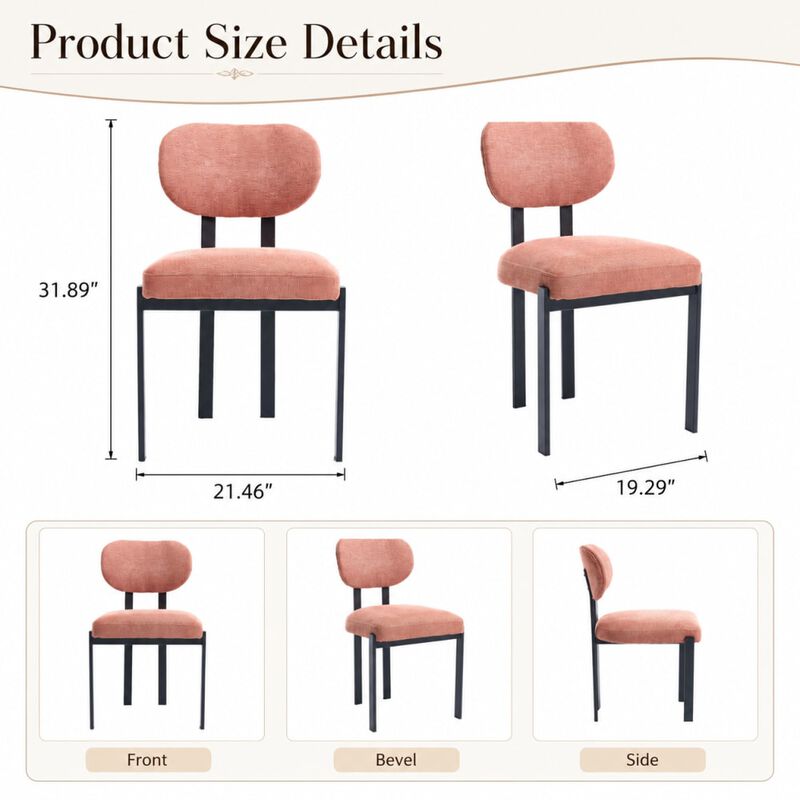 GOODSILO Mid-Century Upholstered Dining Chairs Set of 2, Ergonomic Curved Backrest Seating for Kitchen and Dining Room Spaces image number 1