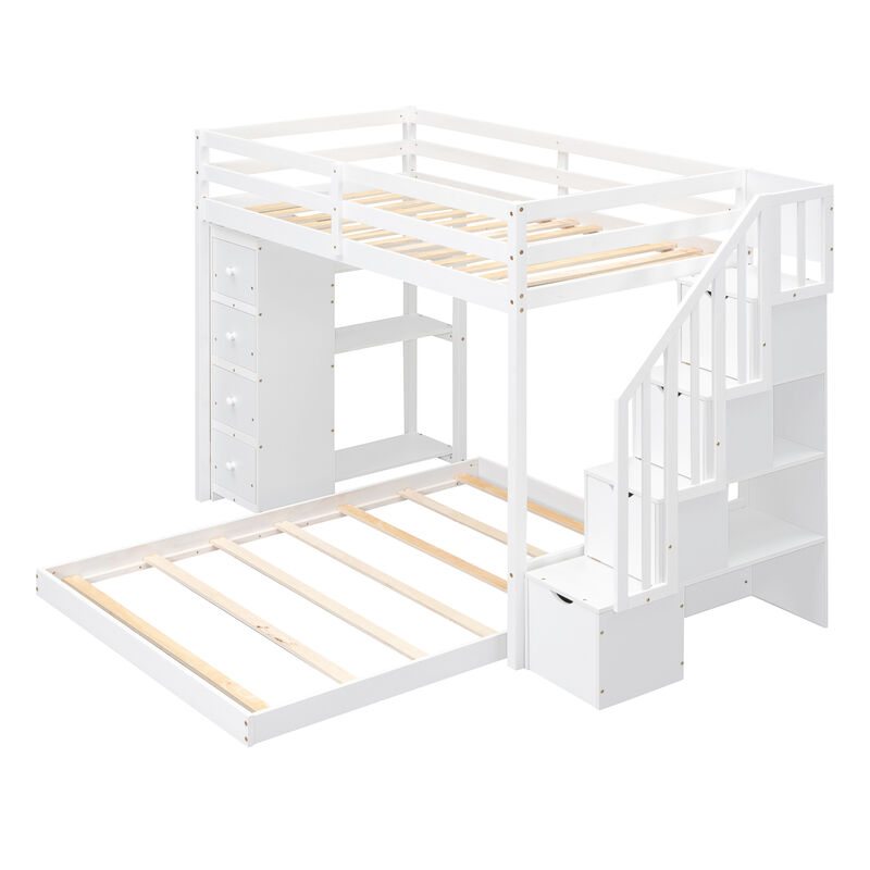 Merax Modern Bunk Bed with 3-layer Shelves