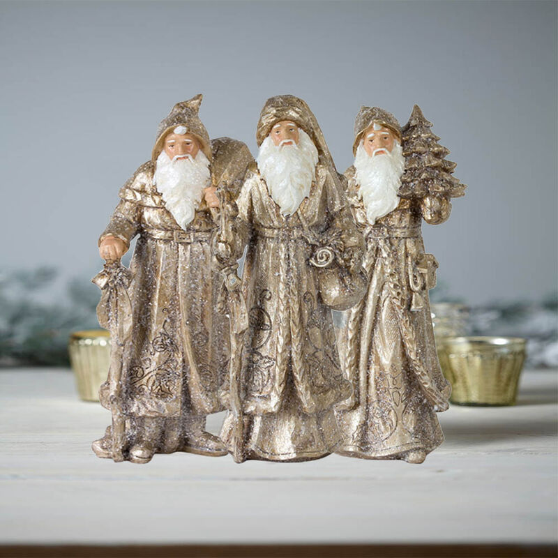 Santa Figurines Set of 3 for Christmas Decorations