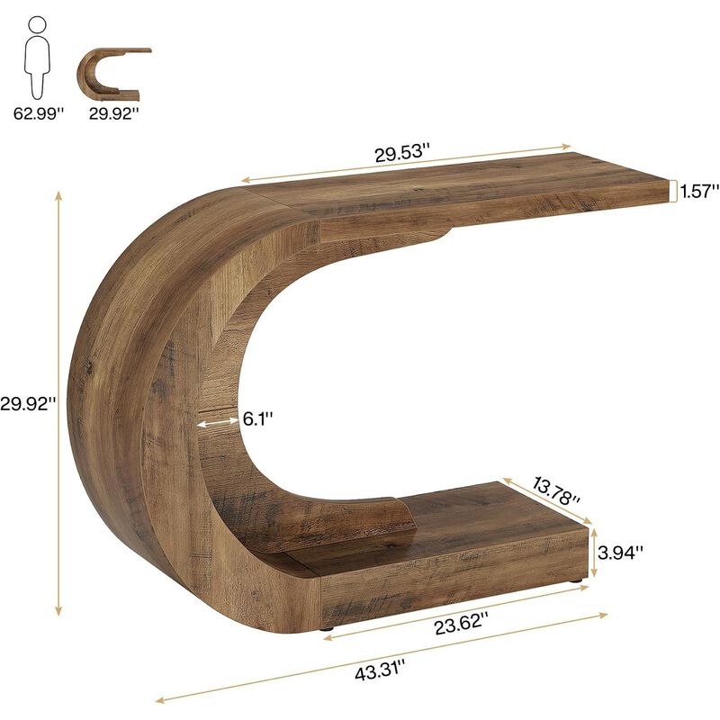 Tribesigns C-Shaped Console Table image number 4