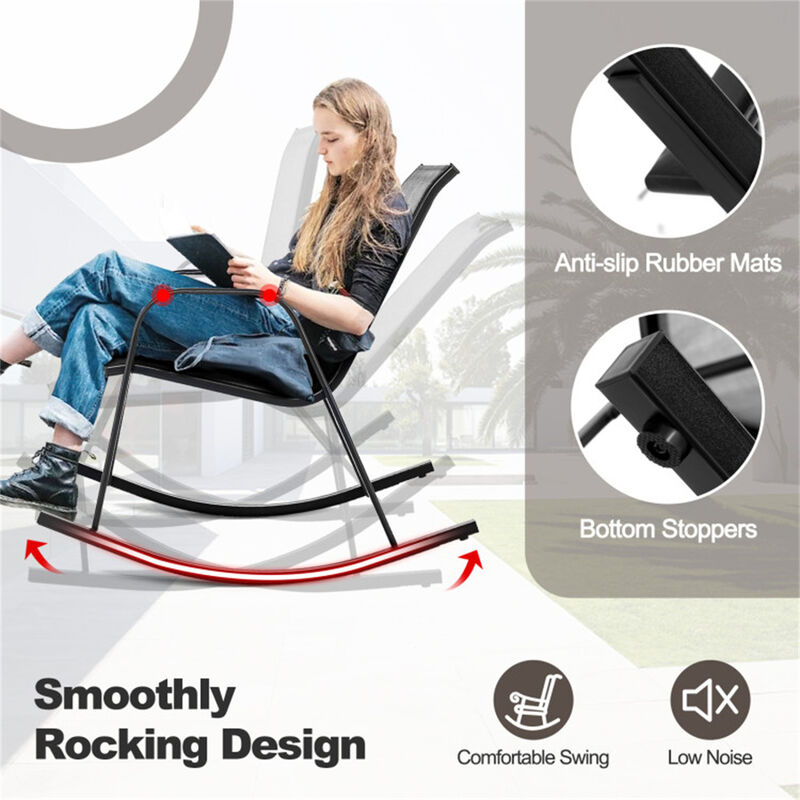 2-Piece Outdoor Rocking Chair Set Weather-Resistant Patio Seating for Porch, Garden, or Deck