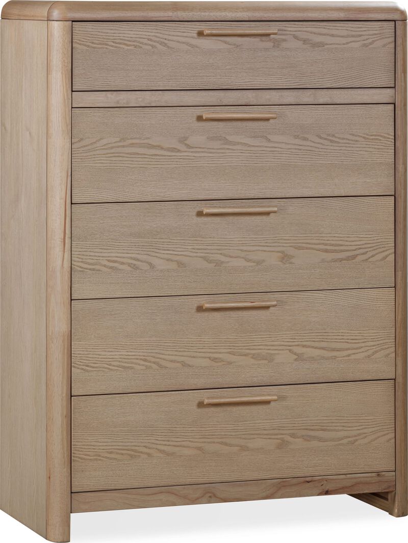 Furano Five Drawer Ash Wood Chest in Ginger