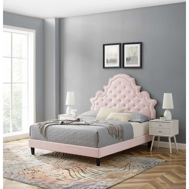 Gwyneth Tufted Performance Velvet Full Platform Bed image number 9