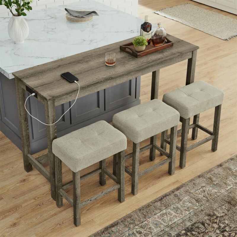 Peldze 4‑Piece Industrial Bar Table Set image number 8