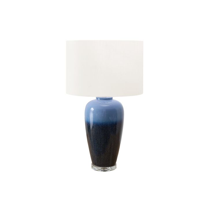 29"H, Table Lamp, Blue Ceramic, Ivory / Cream Shade, Contemporary, Modern