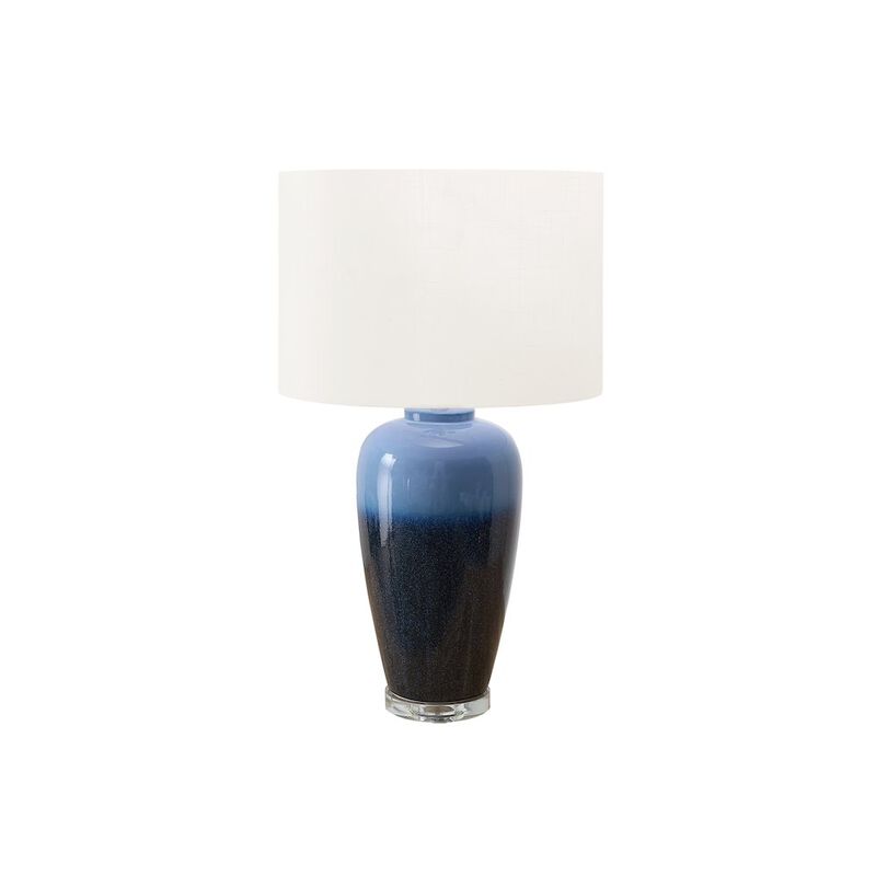 29"H, Table Lamp, Blue Ceramic, Ivory / Cream Shade, Contemporary, Modern