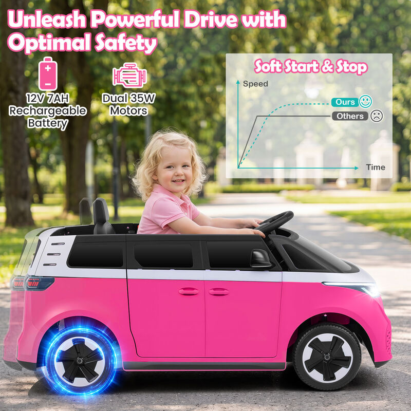 Kids 12V Electric Ride On Bus with LED Lights and Music for Garden Play image number 8