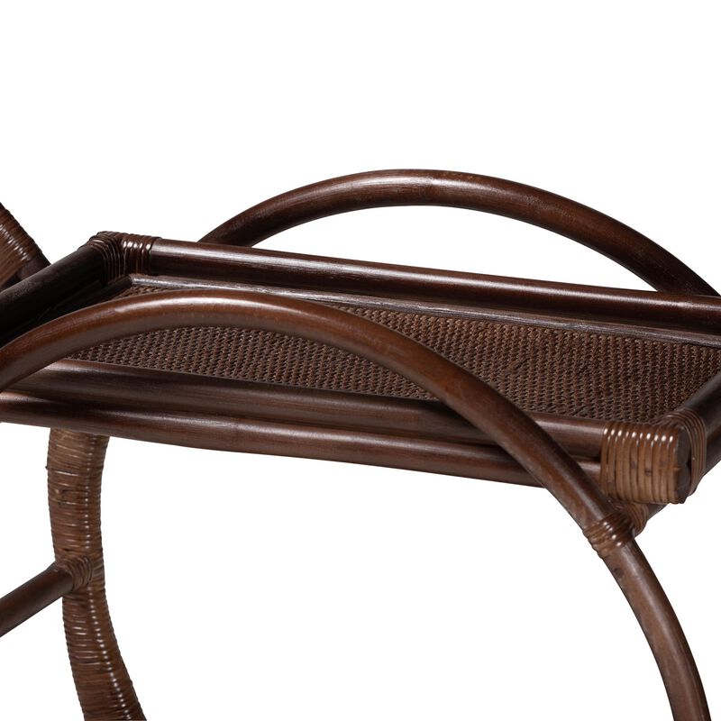 bali & pari Selah Natural Rattan Kitchen Cart - Handwoven Wicker 2-Tier Mobile Serving Cart with Tray Top image number 3