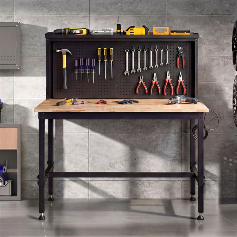 48 Inch Heavy Duty Workbench with AC/USB Outlets and Pegboard image number 2
