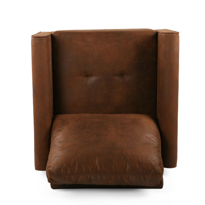 Ada Accent Chair, Plush Pillow Back, Textured Brown Microfiber Design