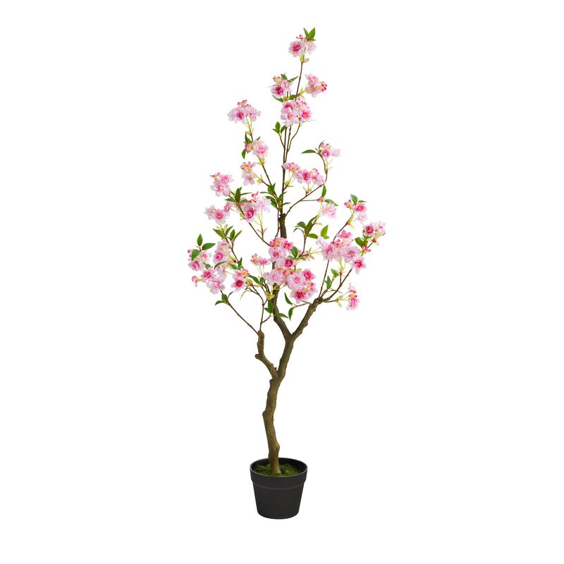 Hivvago 4 Feet Cherry Blossom Artificial Plant