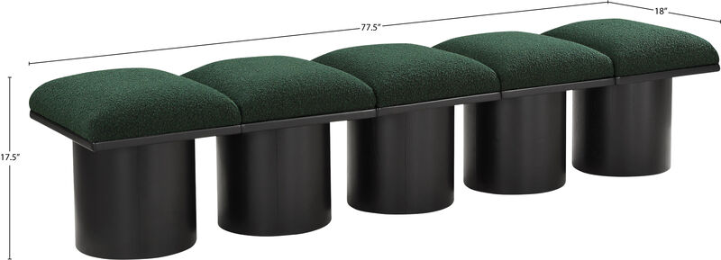 Meridian Furniture Pavilion Green Boucle Fabric Bench
