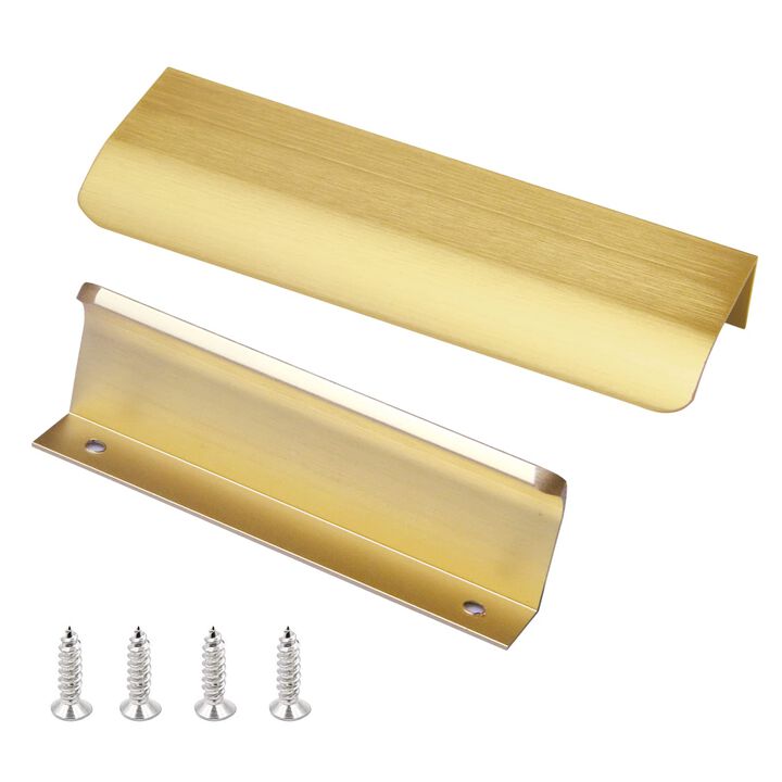 JOOJA 10 Pack Modern Style Finger Edge Pull Furniture DrawerHandles Hidden Cabinet Kitchen Drawer Handles Knobs, Brushed Brass 8