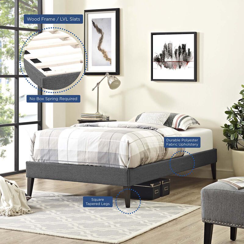 Modway - Tessie Twin Fabric Bed Frame with Squared Tapered Legs