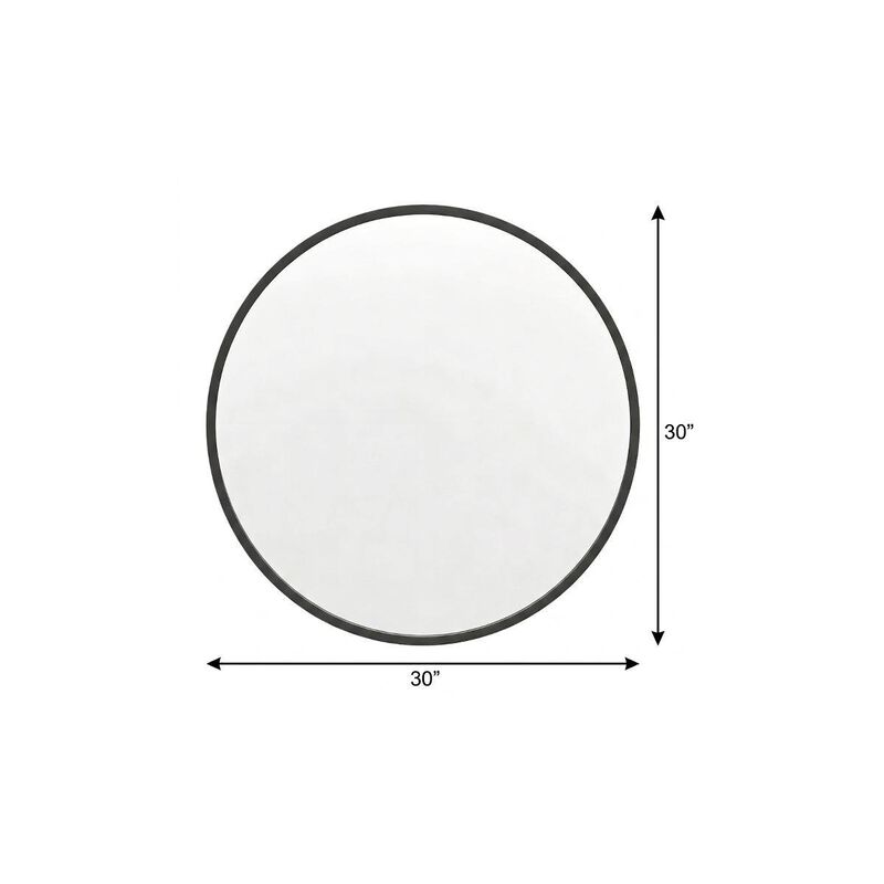 HomeRoots 30" Black Aluminum Round Framed Accent Mirror image number 3