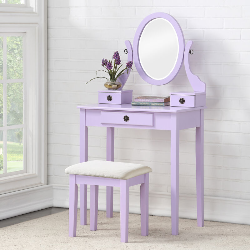 Merax Moniys Wood Makeup Vanity Table & Stool Set image number 3