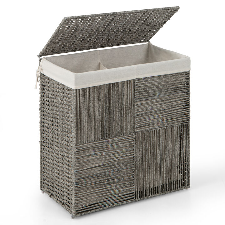 29 Gallons Laundry Hamper with Convenient Handles and Removable Liner Bag-Grey